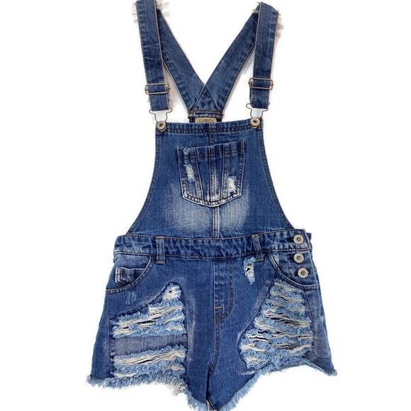 Highway Jeans Destroyed Overall Shorts - Picture 3 of 6